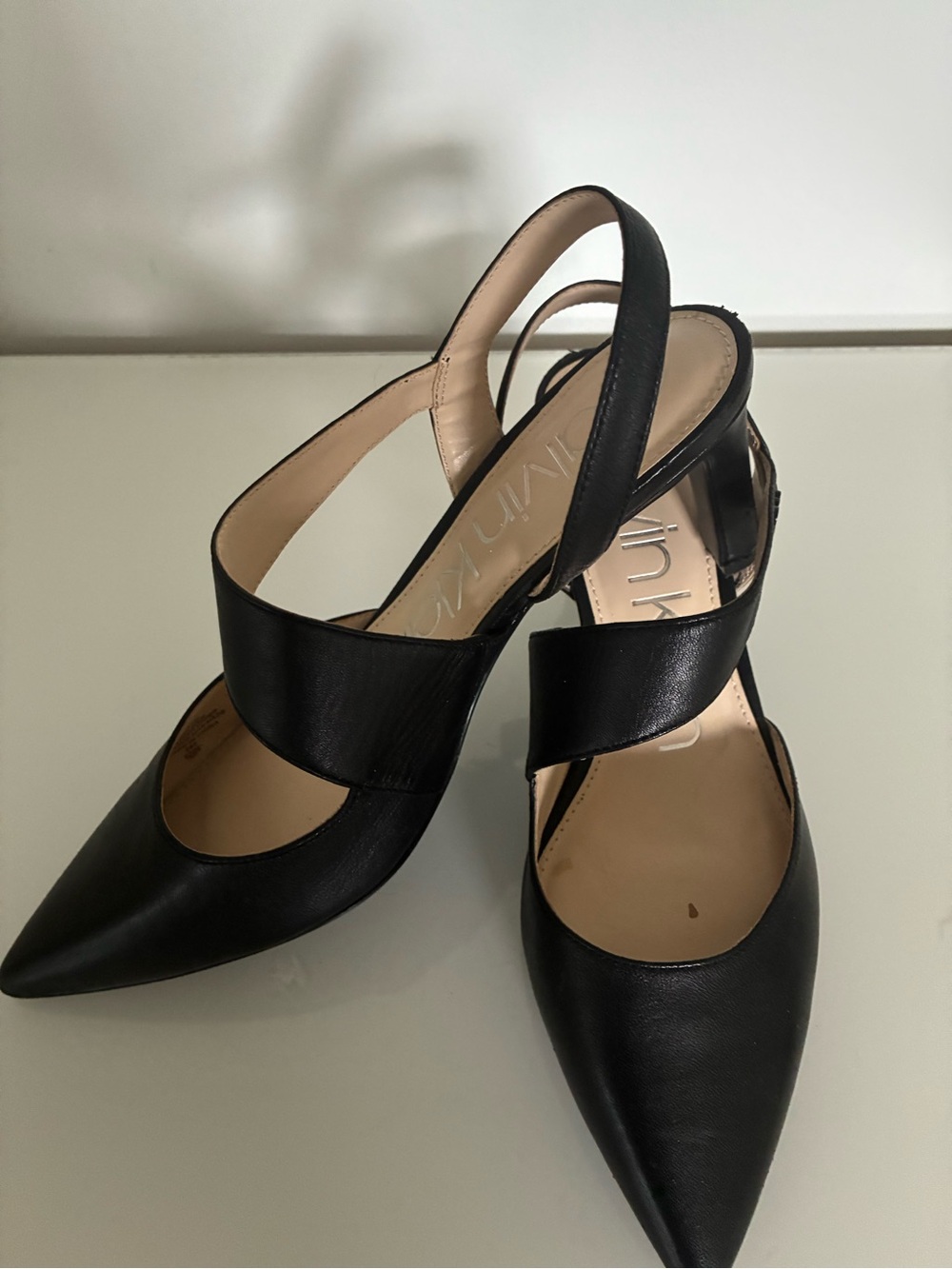 Calvin Klein Black Pointed Slingback Heels 9.5